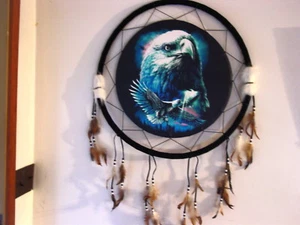 DREAMCATCHER WITH A PICTURE OF 3 EAGLES EAGLE INDIAN ( LARGE ) - Picture 1 of 2