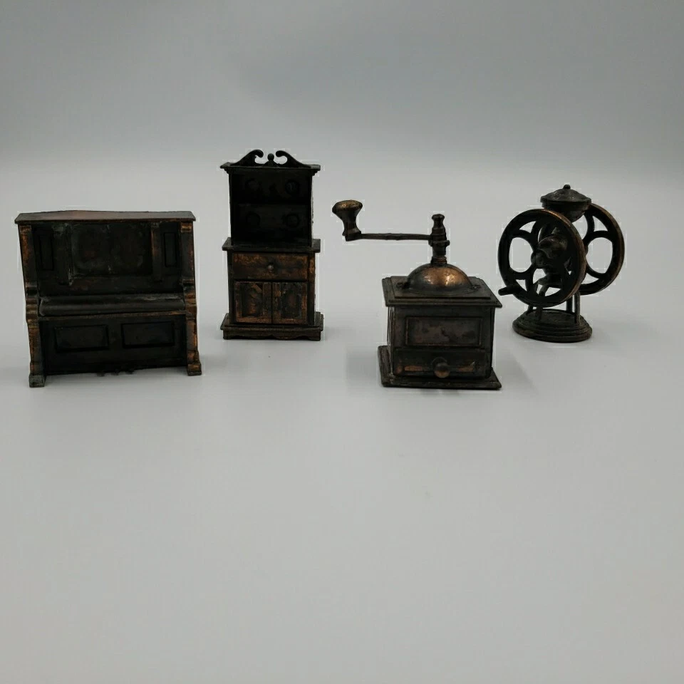 Vtg Durham Industries Die Cast Metal Dollhouse Miniatures Lot of 4 Grinder Piano - Image 1 of 4