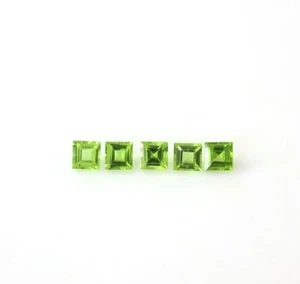 Natural Peridot 2.5mm Square Faceted Cut Calibrated Size Loose Gemstone 25 Pcs - Picture 1 of 5