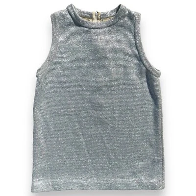 Vintage 60s 70s Goldworm Silver Metallic Knit Sleeveless Tank Top Size 8 - Image 1 of 4