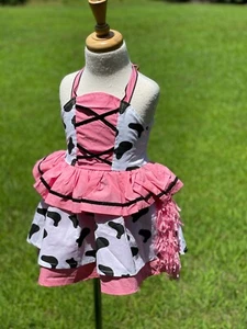 Dress cowgirl cow print dress toddler new with fringe wristlets 2T with tulle - Picture 1 of 9
