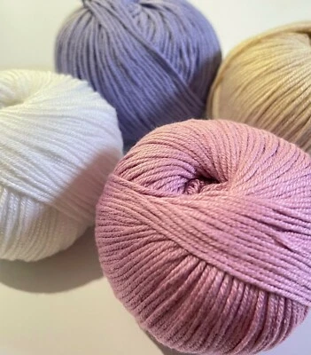 Little Angel Paquete de 4 Hilos de Hielo Amigurumi Algodón 25 Orquídea Lila Blanco Dk Crema Foto 1 de 4