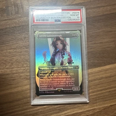 PSA 10 MTG FINAL FANTASY CHARACTER BORDERLESS-FOIL AERITH GAINSBOROUGH 0374 - Image 1 of 3