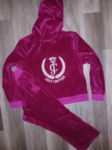 Vintage Juicy Couture Matching Set XL Hoodie L Hose Bling Logo Magenta Trainingsanzug - Bild 1 von 11
