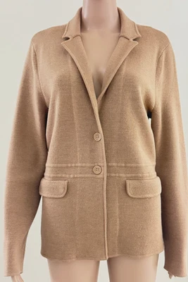 Talbots Women's Gold Merino Wool Sweater Jacket Size L Blazer Mature Old Money  - Image 1 of 4