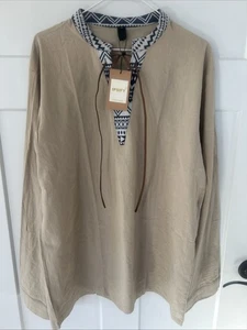 Maglione unisex Ipsify stile Navajo scollo a V stringato manica lunga kaki marrone XL foto - Foto 1 di 10