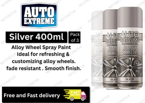 AX Vernice Spray Cerchi in Lega Argento 400ml Finitura Liscia.Resistente allo Sbiadimento– Confezione da 3 - Foto 1 di 1