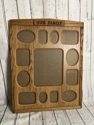 Marco de fotos Robarb's Our Family vintage años 80 roble macizo hecho en EE. UU. Foto 1 de 4