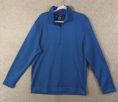 Under Armour 高尔夫风暴夹克男式 XL 蓝色 1/4 拉链套衫羊毛全新带标签 — 第 1/4 张图片