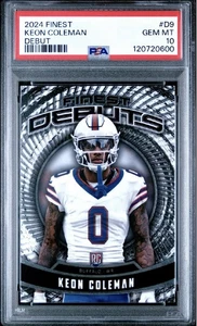 2024 Topps Finest #D-9 Keon Coleman RC PSA 10 GEM; debutto; Buffalo Bills NFL - Foto 1 di 3