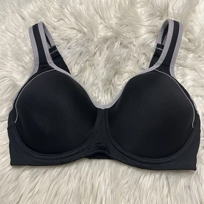 Wacoal 34DD Sports Bra Black Lindsey Contour Underwire Back Closure 853302 - Image 1 of 4