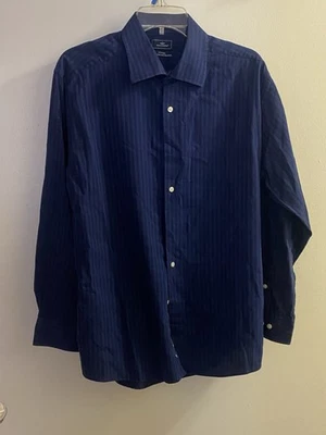 Camisa Dockers Para Hombres Con Botones L Azul Marino Oscuro Rayas Rayas Manga Larga Foto 1 de 4