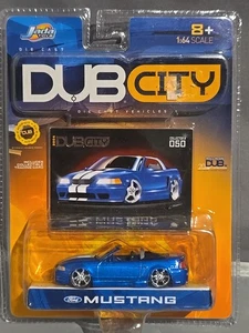 Dub City Ford Mustang Blue W/White Stripes Convertible 1:64 - Picture 1 of 9