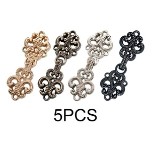 5Pcs Cloak Clasp Fasteners Buckle Vintage Design Traditional Swirl Flower Clip - Picture 1 of 26
