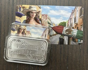 SEXY! "Tijuana Cow Girl" Mexico 1 Oz .999 Silver Color Art Bar W COA Mintage 100 - Picture 1 of 2