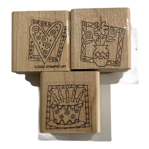 Juego de 3 floreros de pastel de cumpleaños de corazón estampación de estampación de sellos de goma - Imagen 1 de 3