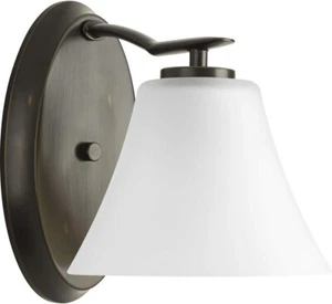 Progress Lighting Bravo Collection 1-Light Etched Glass Modern Bath Vanity Light - Picture 1 of 4