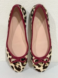 Kate Spade NY Willa Leopard Ballet Flats Calf Hair Fur w/Bow & Charm Wmns Sz 7.5 - Picture 1 of 22