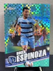 2022 Topps Chrome MLS /299 Aqua X-Fractor Roger Espinoza No. 57 Sporting KC