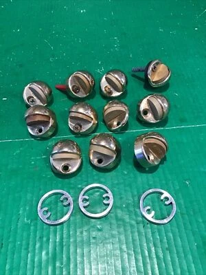 Lot of 11 Vintage Ives Solid Brass Dome Door Stop Floor  USA - Image 1 of 4