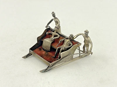 Антикварные миниатюрные голландские сани XIX века из чистого серебра - Изображение 1 из 4