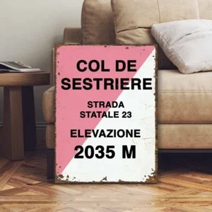 Letrero de ciclismo estilo vintage Giro D'Italia Col De Sestriere - Imagen 1 de 4
