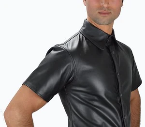 AW-665 Lederhemd Aus Glattes leder,Soft leather shirt en cuir leder hemd GR.M - Picture 1 of 5