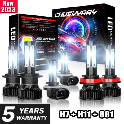 For Hyundai Elantra GT 2013-2018 Combo LED Headlight Hi&Lo + Fog Light 6pc Bulbs - Image 1 of 4