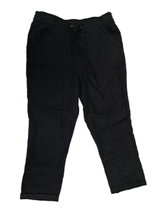 Matty M Cropped Linen Drawstring Cuffed Pant Pants Black Women's Small - Picture 1 of 2