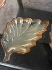 Vintage Marigold Carnival Glass Leaf Dish