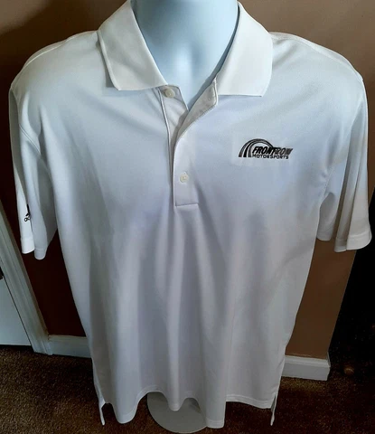 Front Row Motorsports Team Issued Med. White Polo Shirt NASCAR Michael McDowell Cover