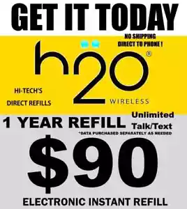 H2O ▶ 1 YEAR UNLIMITED TALK/TEXT!! ✅ PREPAID REFILL DIRECT 🔥 GET IT TODAY! 🔥 - Picture 1 of 2