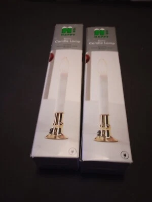 NEW Lot Of 2 H For Happy Electric Candles Lamps Christmas Hanukah Auto Sensor  - Image 1 of 2