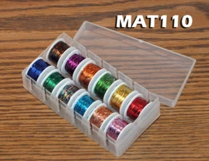 Fliegenbinde Lametta - 12 Spulen - verschiedene Farben in Spenderbox - MAT110 - Bild 1 von 1
