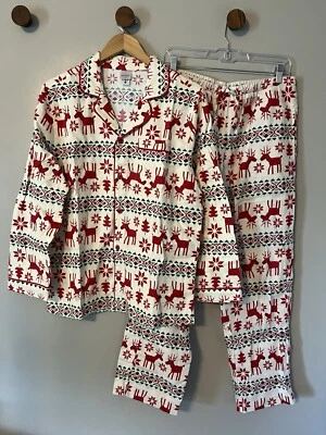 HANNA ANDERSSON Pajama Set Women's Size Small Reindeer Christmas (worn once) - Image 1 of 4