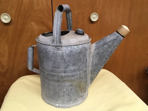 Antique Vintage Galvanized Garden Watering Can #10 double handle with Sprinkler Cover