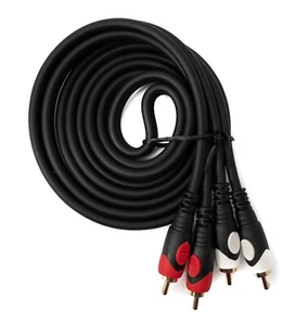 Cinch 2 RCA Cable 1.8 m Plug to Plug Stereo AV Adapter in Black - Picture 1 of 6