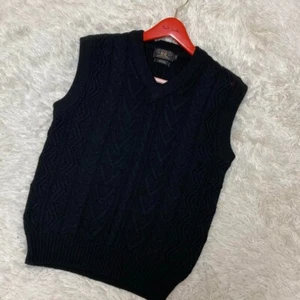 RRL RALPH LAUREN men's knit vest black Color size M Solid simple Tops USED - Picture 1 of 7