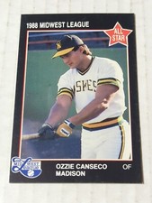 1988 Midwest League All-Star OZZIE CANSECO Madison Muskies Minor League Card A's