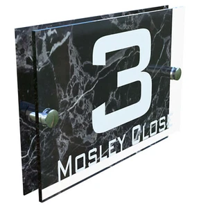 House Sign Wall Gate Door Number Street Name Plaque Acrylic Stylish Dual Layer - Picture 1 of 7