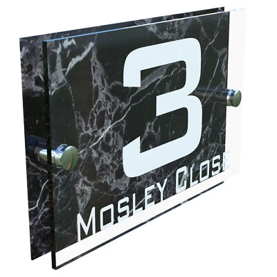 House Sign Wall Gate Door Number Street Name Plaque Acrylic Stylish Dual Layer - Image 1 of 4