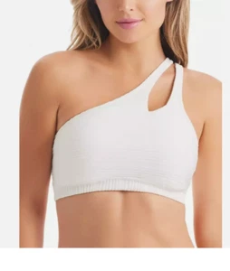 Jessica Simpson Women's One-Shoulder Slash Bikini Top Swimwear White Small (az35 - Picture 1 of 3