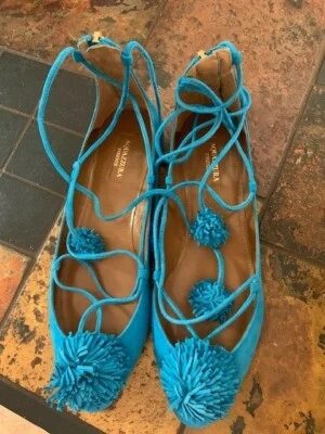 Pisos planos de ballet de gamuza Sunshine AQUAZZURA en azul Fiji nuevos en caja talla 39 Foto 1 de 4