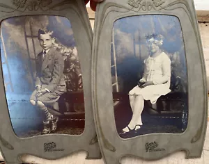 Antiguo par de gabinetes fotográficos de estudio carna c1900 niños elegantes ❤️ - Imagen 1 de 9