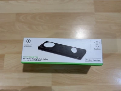 Almofada de carregamento sem fio Belkin BOOSTCHARGE PRO 3 em 1 com MagSafe - Preta - Imagem 1 de 3