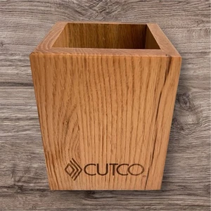 CUTCO Wood Utensil Caddy Holder Box Kitchen Box 4x4x5 Inch - Picture 1 of 4