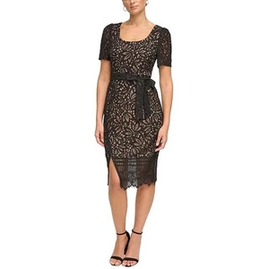 Kensie Womens Black Lace Midi Special Occasion Sheath Dress 2 BHFO 6191 - Picture 1 of 1