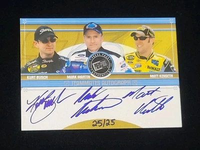 2005 Press Pass Eclipse KURT BUSCH / MARK MARTIN / MATT KENSETH ON CARD AUTO /25 - Image 1 of 3