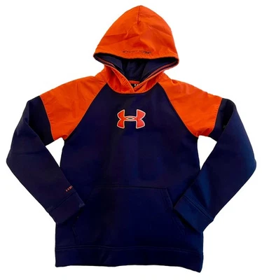 UNDER ARMOUR STORM Boys Blue/Orange Pullover Hoodie Sweatshirt YLG Youth LARGE - Image 1 of 4