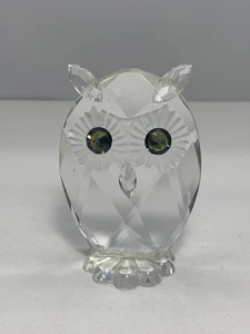 "Estatuilla miniatura de pájaro con ojos verdes de búho de cristal mini pequeña 3,5""" - Imagen 1 de 6